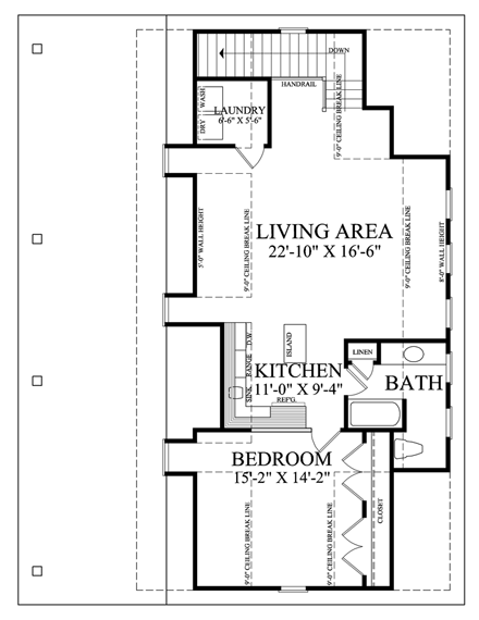 Cape Cod, Country, Farmhouse 3 Car Garage Apartment Plan 57055 with 1 Beds, 1 Baths Second Level Plan