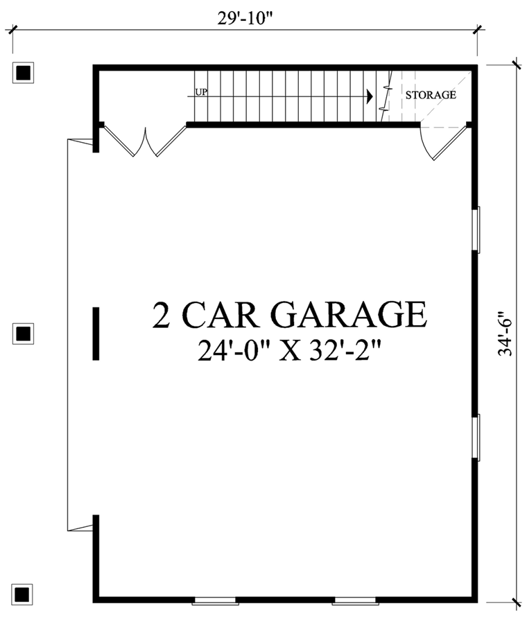 Cape Cod, Country, Farmhouse 2 Car Garage Apartment Plan 57056 Level One