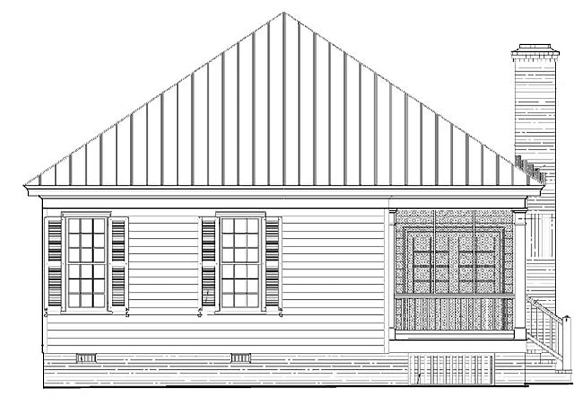 Colonial, Southern, Traditional House Plan 57065 with 3 Beds, 2 Baths Rear Elevation
