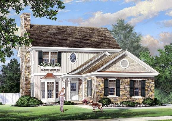 Traditional House Plan 57067 with 4 Beds, 4 Baths, 2 Car Garage Elevation