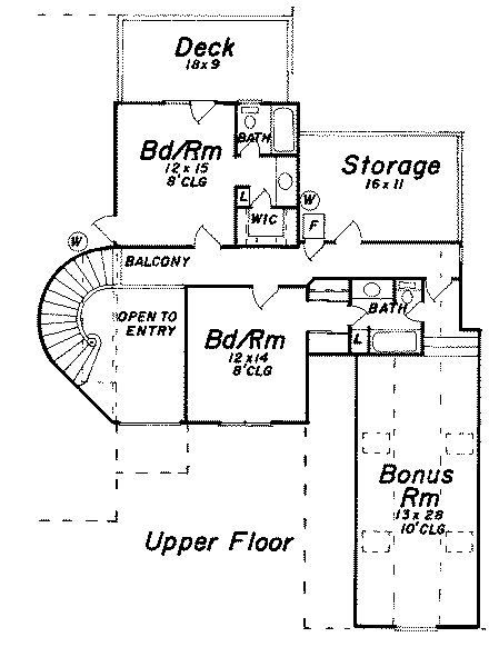 European House Plan 57110 with 4 Beds, 5 Baths, 3 Car Garage Second Level Plan