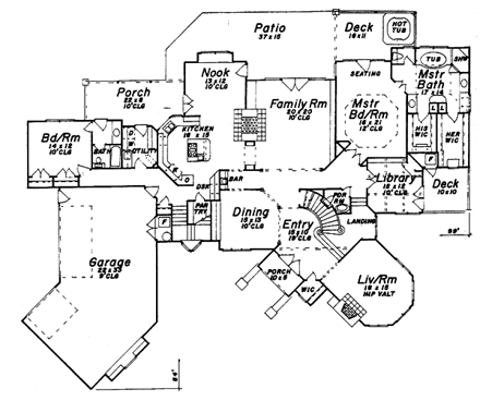 Tuscan House Plan 57125 with 5 Beds, 6 Baths, 3 Car Garage First Level Plan