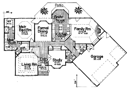 Traditional House Plan 57127 with 3 Beds, 4 Baths, 3 Car Garage First Level Plan