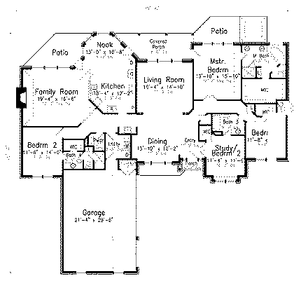 House Plan 57178 with 4 Beds, 4 Baths, 3 Car Garage First Level Plan