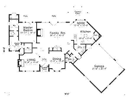 House Plan 57182 with 3 Beds, 4 Baths, 3 Car Garage First Level Plan
