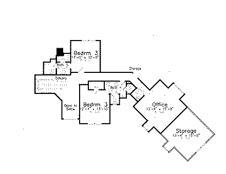 House Plan 57182 with 3 Beds, 4 Baths, 3 Car Garage Second Level Plan