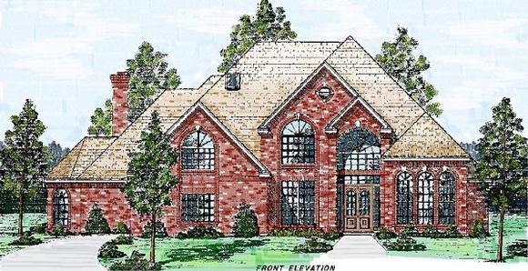 European House Plan 57202 with 4 Beds, 5 Baths, 3 Car Garage Elevation