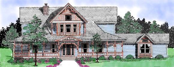 Victorian House Plan 57208 with 3 Beds, 3 Baths, 2 Car Garage Elevation