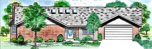 Contemporary House Plan 57214 with 3 Beds, 3 Baths, 2 Car Garage Elevation