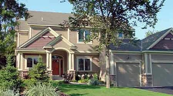 Colonial, Craftsman, European House Plan 57325 with 3 Beds, 3 Baths, 3 Car Garage Elevation