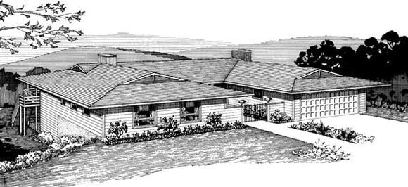 House Plan 57395 with 3 Beds, 3 Baths, 2 Car Garage Elevation