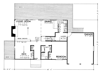Cabin House Plan 57405 with 3 Beds, 3 Baths, 2 Car Garage First Level Plan