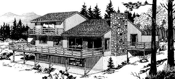 Cabin House Plan 57405 with 3 Beds, 3 Baths, 2 Car Garage Elevation