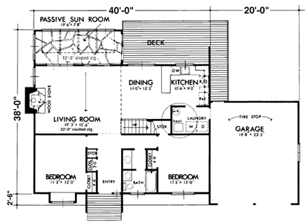 Cabin House Plan 57407 with 4 Beds, 3 Baths, 2 Car Garage First Level Plan
