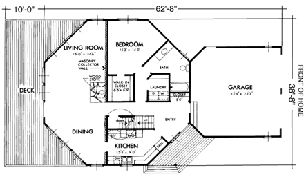 Narrow Lot House Plan 57449 with 2 Beds, 2 Baths, 2 Car Garage First Level Plan