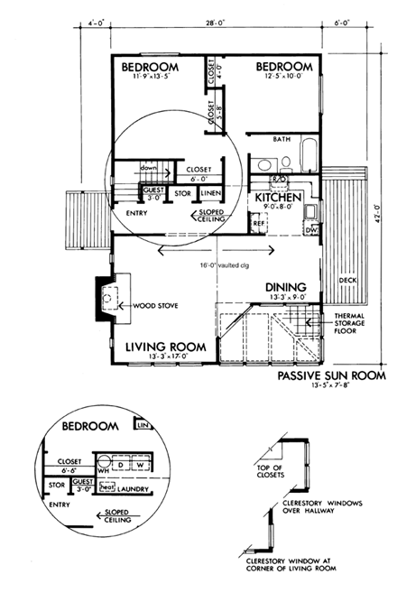 Contemporary House Plan 57451 with 3 Beds, 2 Baths, 1 Car Garage First Level Plan