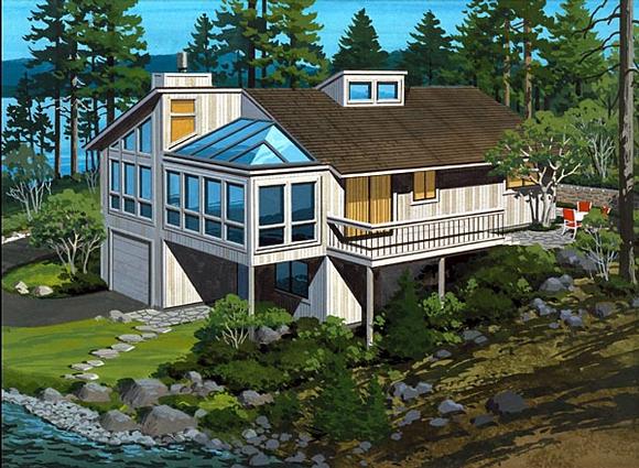 Contemporary House Plan 57451 with 3 Beds, 2 Baths, 1 Car Garage Elevation