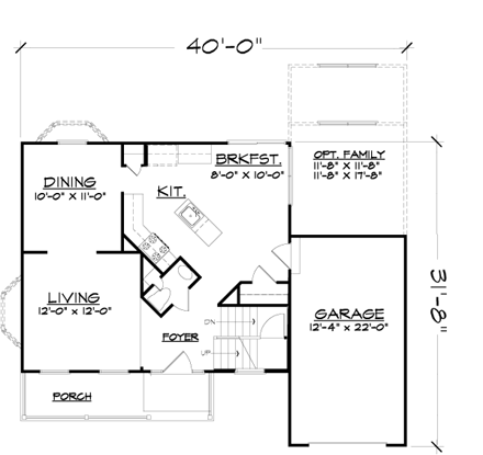 Country, Traditional House Plan 57485 with 3 Beds, 3 Baths, 1 Car Garage First Level Plan