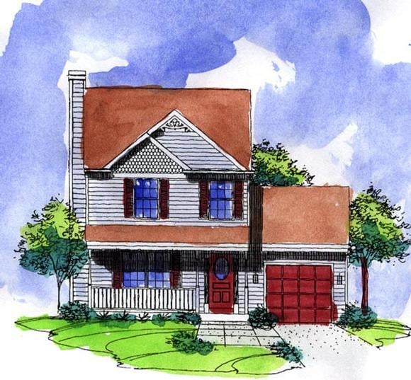 Cottage, Country House Plan 57486 with 3 Beds, 3 Baths, 1 Car Garage Elevation
