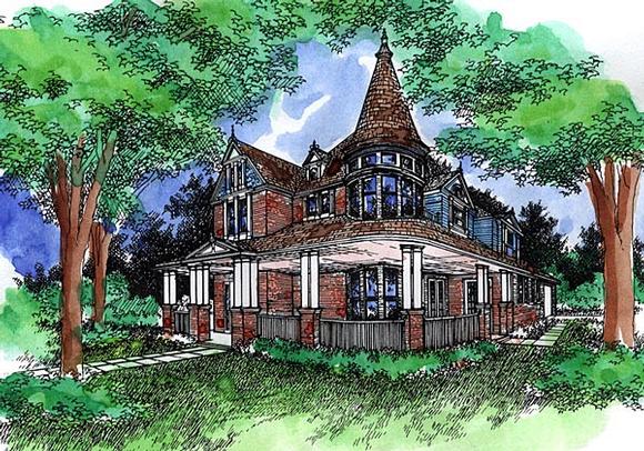Victorian House Plan 57494 with 5 Beds, 5 Baths, 2 Car Garage Elevation