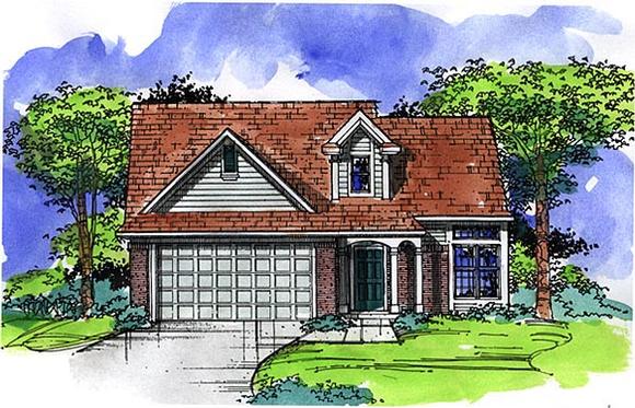 Country, Narrow Lot, Ranch House Plan 57501 with 4 Beds, 3 Baths, 2 Car Garage Elevation