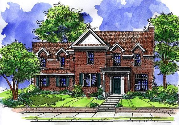 Colonial House Plan 57506 with 3 Beds, 3 Baths, 2 Car Garage Elevation