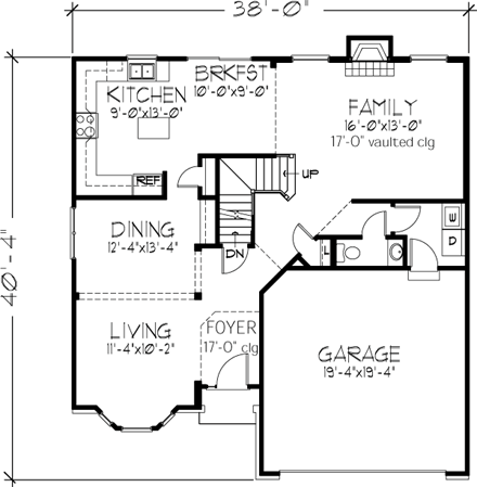 European, Narrow Lot House Plan 57507 with 3 Beds, 3 Baths, 2 Car Garage First Level Plan