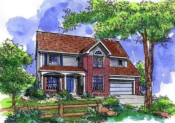 Country House Plan 57508 with 4 Beds, 3 Baths, 3 Car Garage Elevation