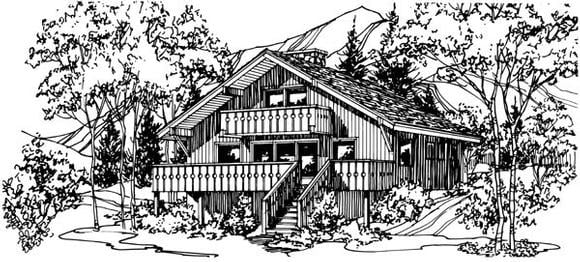 House Plan 57548 with 3 Beds, 2 Baths Elevation
