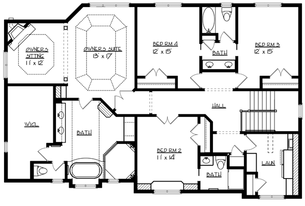 Cottage, European House Plan 57551 with 4 Beds, 4 Baths, 4 Car Garage Level Two
