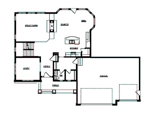 Cottage, Craftsman House Plan 57558 with 3 Beds, 3 Baths, 3 Car Garage Level One
