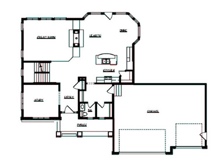 Cottage, Craftsman House Plan 57558 with 3 Beds, 3 Baths, 3 Car Garage First Level Plan