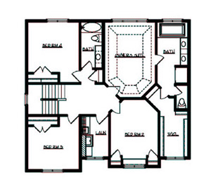 Cottage, Craftsman House Plan 57558 with 3 Beds, 3 Baths, 3 Car Garage Second Level Plan
