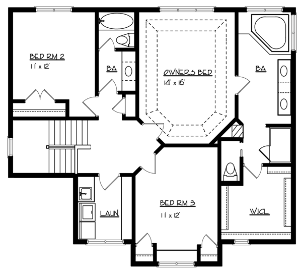 Country, Craftsman House Plan 57559 with 3 Beds, 3 Baths, 3 Car Garage Level Two