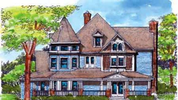 Country, Victorian House Plan 57563 with 5 Beds, 7 Baths, 2 Car Garage Elevation