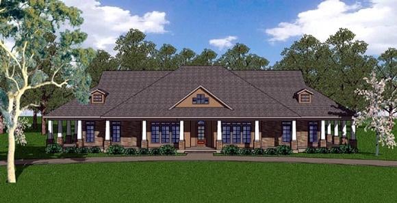 Country, Craftsman, Florida, Southern House Plan 57822 with 3 Beds, 3 Baths, 2 Car Garage Elevation