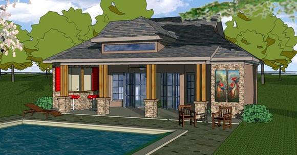 Coastal, Cottage, Southern House Plan 57846 with 1 Beds, 1 Baths Elevation
