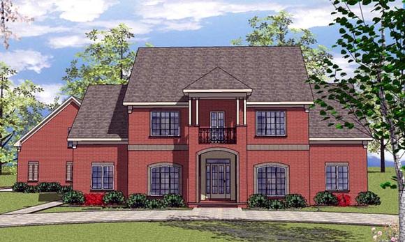 Colonial, Country, Southern House Plan 57859 with 4 Beds, 4 Baths, 2 Car Garage Elevation