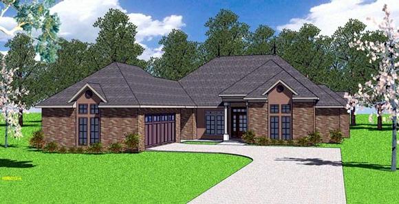 Contemporary, Florida, Southern House Plan 57898 with 4 Beds, 4 Baths, 2 Car Garage Elevation