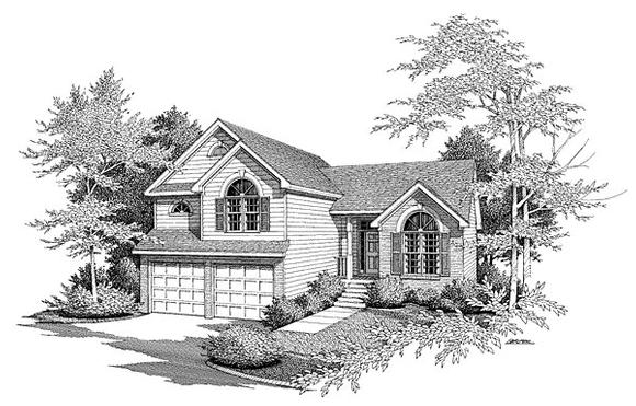 European House Plan 58000 with 3 Beds, 3 Baths, 2 Car Garage Elevation