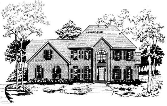 Traditional House Plan 58004 with 4 Beds, 3.5 Baths, 2 Car Garage Elevation