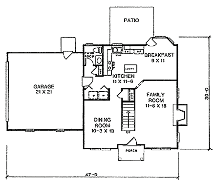 House Plan 58005 with 3 Beds, 2.5 Baths, 2 Car Garage First Level Plan