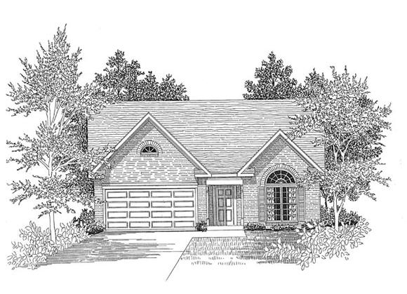 Traditional House Plan 58015 with 3 Beds, 2 Baths, 2 Car Garage Elevation