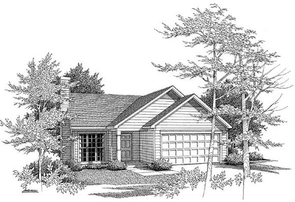 Traditional House Plan 58023 with 3 Beds, 2 Baths, 2 Car Garage Elevation