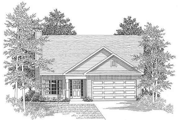 Traditional House Plan 58024 with 3 Beds, 2 Baths, 2 Car Garage Elevation