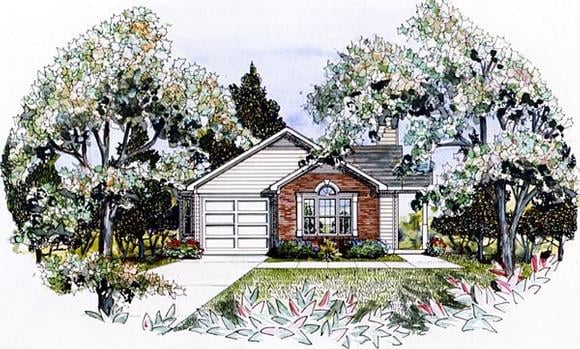 Traditional House Plan 58027 with 3 Beds, 2 Baths, 1 Car Garage Elevation
