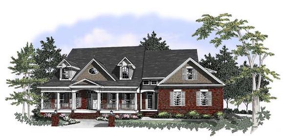 Southern House Plan 58030 with 4 Beds, 4.5 Baths, 3 Car Garage Elevation