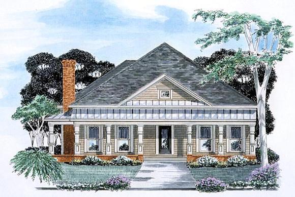 One-Story, Traditional House Plan 58053 with 3 Beds, 3 Baths, 2 Car Garage Elevation