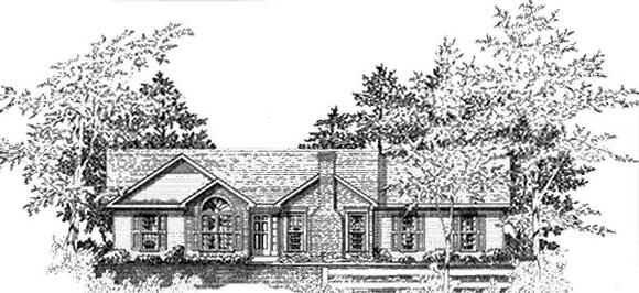 Traditional House Plan 58054 with 3 Beds, 2 Baths, 2 Car Garage Elevation