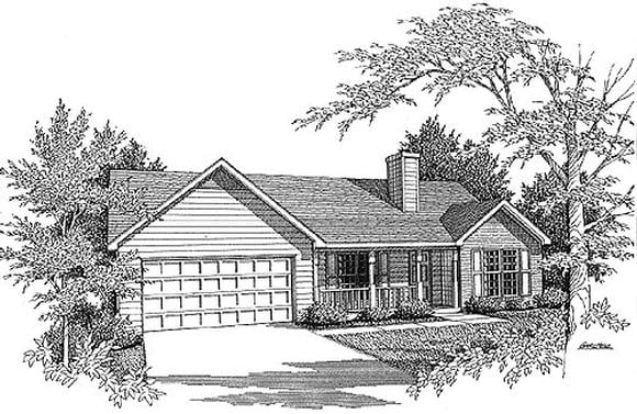 Traditional House Plan 58065 with 3 Beds, 2 Baths, 2 Car Garage Elevation